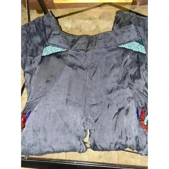 Anthropologie Boho Raga Bead Embellished Silky Satin Whimsical Pants Size S - Picture 3 of 11